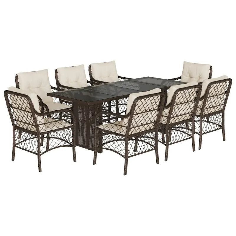 vidaXL Ensemble de salle à manger d'extérieur avec coussins Table et chaises 7 pièces en résine tressée