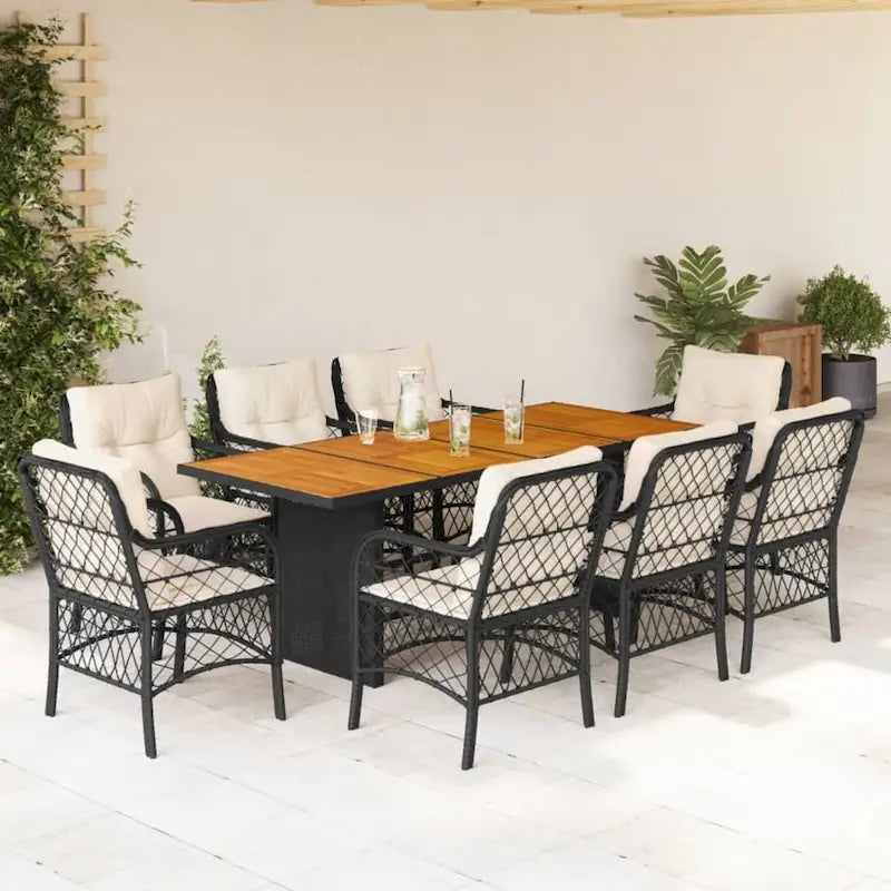 vidaXL Ensemble de salle à manger d'extérieur avec coussins Table et chaises 7 pièces en résine tressée