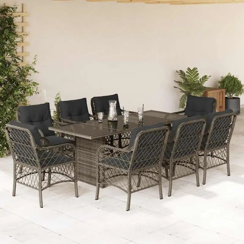 vidaXL Ensemble de salle à manger d'extérieur avec coussins Table et chaises 7 pièces en résine tressée
