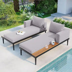 Outdoor Daybed Patio Metal Sun Lounger, 2 in 1 Padded Chaise Lounges, Garden Outdoor Chaise Lounges, Poolside Sunlounger