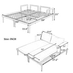 Chaise longue de jardin en métal, lit de repos extérieur 2 en 1 rembourré, chaise longue de jardin, chaise longue de piscine