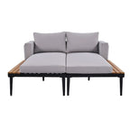 Chaise longue de jardin en métal, lit de repos extérieur 2 en 1 rembourré, chaise longue de jardin, chaise longue de piscine
