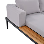 Chaise longue de jardin en métal, lit de repos extérieur 2 en 1 rembourré, chaise longue de jardin, chaise longue de piscine