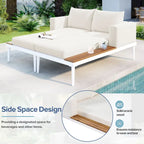 Chaise longue de jardin en métal, lit de repos extérieur 2 en 1 rembourré, chaise longue de jardin, chaise longue de piscine