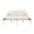 Chaise longue de jardin en métal, lit de repos extérieur 2 en 1 rembourré, chaise longue de jardin, chaise longue de piscine