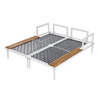 Chaise longue de jardin en métal, lit de repos extérieur 2 en 1 rembourré, chaise longue de jardin, chaise longue de piscine