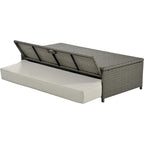 Chaise longue double en rotin PE, lit de jour inclinable pour 2 personnes avec dossier réglable et coussins, transat de jardin