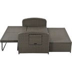 Chaise longue double en rotin PE, lit de jour inclinable pour 2 personnes avec dossier réglable et coussins, transat de jardin