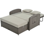 Chaise longue double en rotin PE, lit de jour inclinable pour 2 personnes avec dossier réglable et coussins, transat de jardin