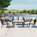 Chaises d'extérieur en métal avec table en fer pour terrasses (Lot de 4)