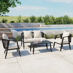 Chaises d'extérieur en métal avec table en fer pour terrasses (Lot de 4)
