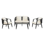 Chaises d'extérieur en métal avec table en fer pour terrasses (Lot de 4)