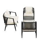Chaises d'extérieur en métal avec table en fer pour terrasses (Lot de 4)
