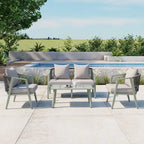 Chaises d'extérieur en métal avec table en fer pour terrasses (Lot de 4)