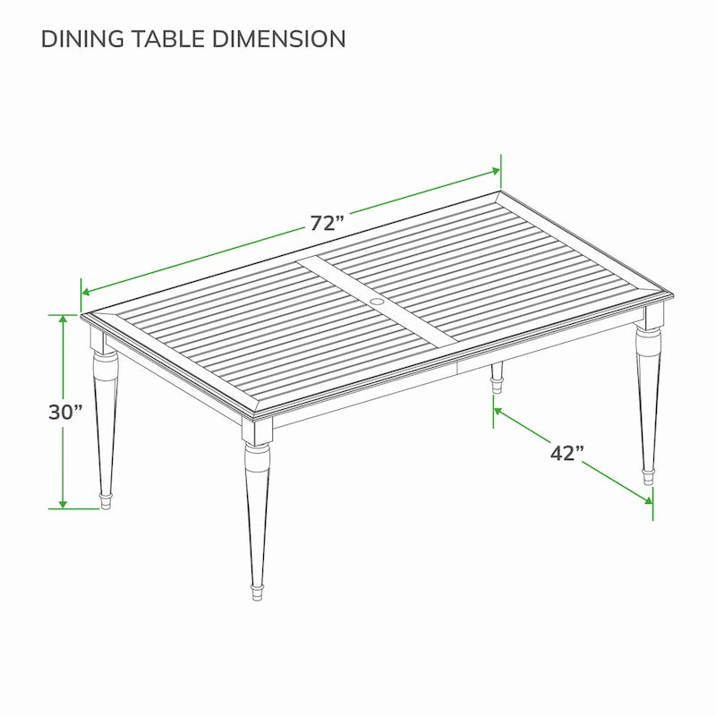 Table à manger rectangulaire d'extérieur en teck Ventura de Cambridge Casual
