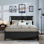 Lit plateforme Queen Size avec tête de lit en bois et chargeur
