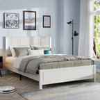 Lit plateforme Queen Size avec tête de lit en bois et chargeur