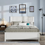 Lit plateforme Queen Size avec tête de lit en bois et chargeur