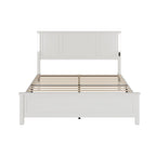 Lit plateforme Queen Size avec tête de lit en bois et chargeur
