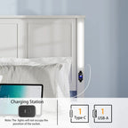 Lit plateforme Queen Size avec tête de lit en bois et chargeur