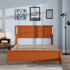 Lit plateforme Queen Size avec tête de lit en bois et chargeur