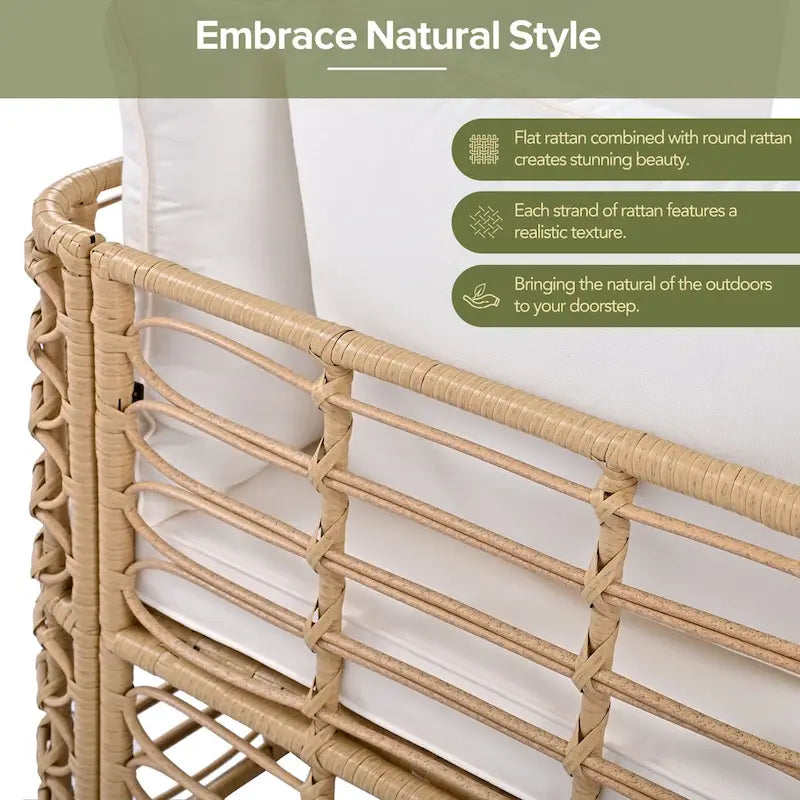 Ensemble de canapé d'angle modulable 7 pièces en osier pour l'extérieur avec table basse, combinaison libre