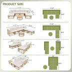 Ensemble de canapé d'angle modulable 7 pièces en osier pour l'extérieur avec table basse, combinaison libre