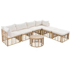 Ensemble de canapé d'angle modulable 7 pièces en osier pour l'extérieur avec table basse, combinaison libre