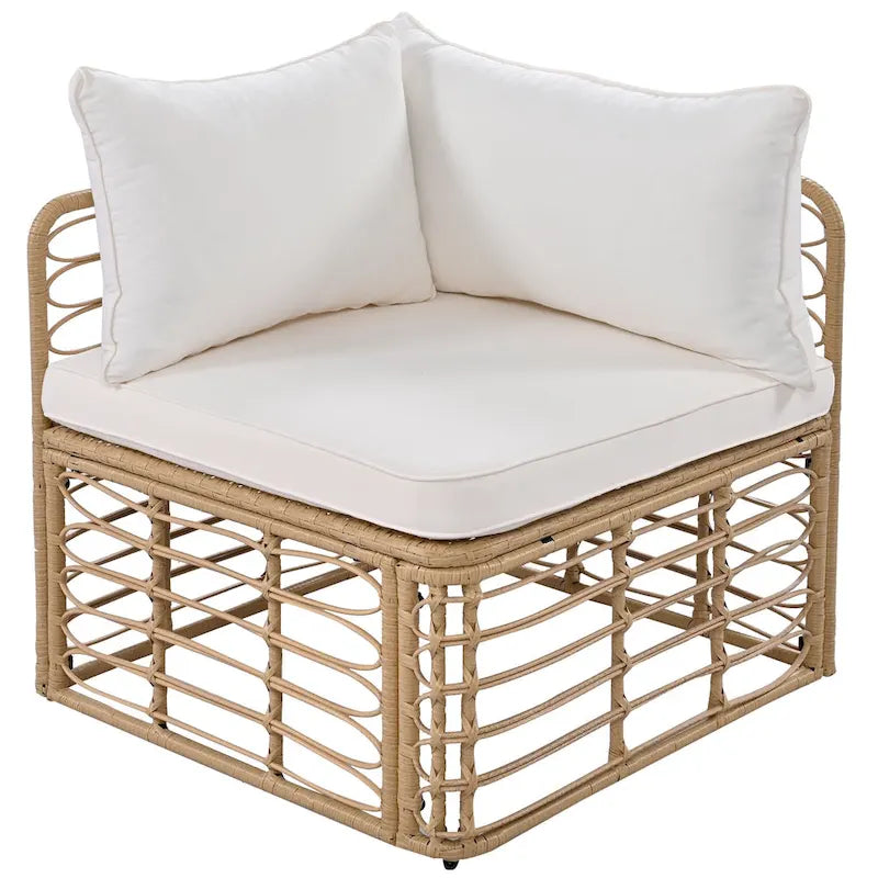 Ensemble de canapé d'angle modulable 7 pièces en osier pour l'extérieur avec table basse, combinaison libre