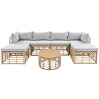 Ensemble de canapé d'angle modulable 7 pièces en osier pour l'extérieur avec table basse, combinaison libre