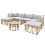 Ensemble de canapé d'angle modulable 7 pièces en osier pour l'extérieur avec table basse, combinaison libre