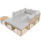 Ensemble de canapé d'angle modulable 7 pièces en osier pour l'extérieur avec table basse, combinaison libre