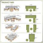 Ensemble de canapé d'angle modulable 7 pièces en osier pour l'extérieur avec table basse, combinaison libre