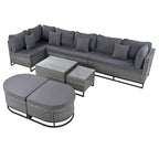 Ensemble de canapé d'extérieur modulaire 7 pièces en rotin avec table basse, combinaison libre