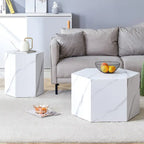Ensemble de 2 tables basses hexagonales modernes avec cadre en MDF pour le salon