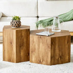 Ensemble de 2 tables basses hexagonales modernes avec cadre en MDF pour le salon