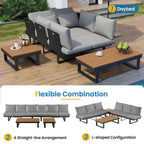 Ensemble de canapé modulable d'extérieur avec table basse, table d'appoint et sièges inclinables