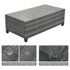 Ensemble de canapé d'angle incurvé en osier 8 pièces pour l'extérieur avec table basse