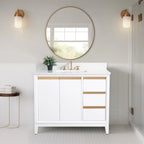 Meuble-lavabo Vanity Art avec évier en céramique et dessus en marbre reconstitué
