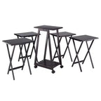 Winsome Lot de 5 Tables d'appoint Adriel Café : Style transitionnel, Piètement 4 pieds, Bois composite, Chariot de rangement inclus