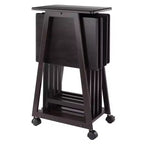 Winsome Lot de 5 Tables d'appoint Adriel Café : Style transitionnel, Piètement 4 pieds, Bois composite, Chariot de rangement inclus