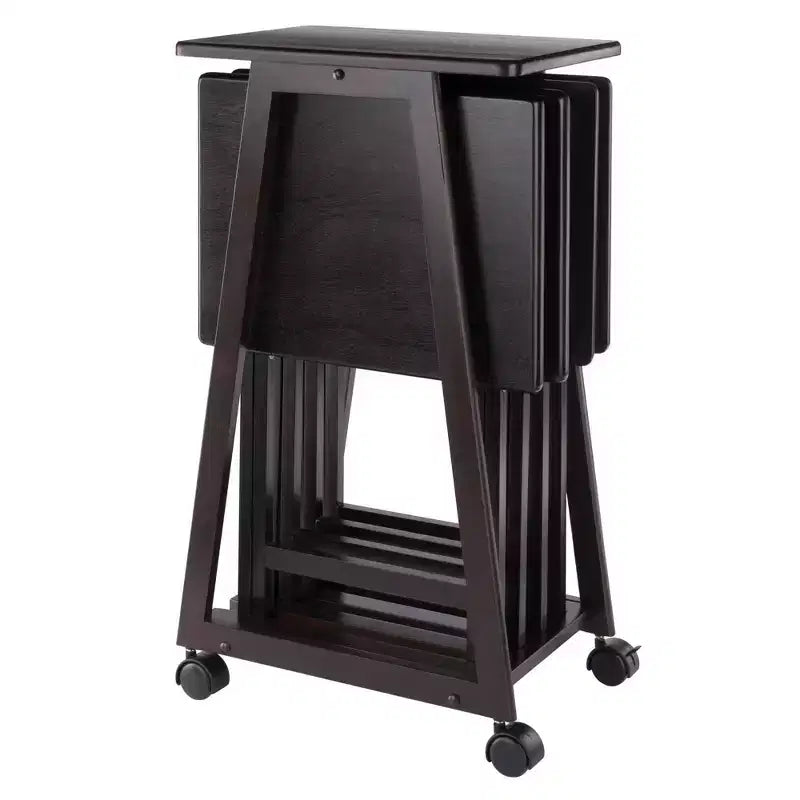 Winsome Lot de 5 Tables d'appoint Adriel Café : Style transitionnel, Piètement 4 pieds, Bois composite, Chariot de rangement inclus