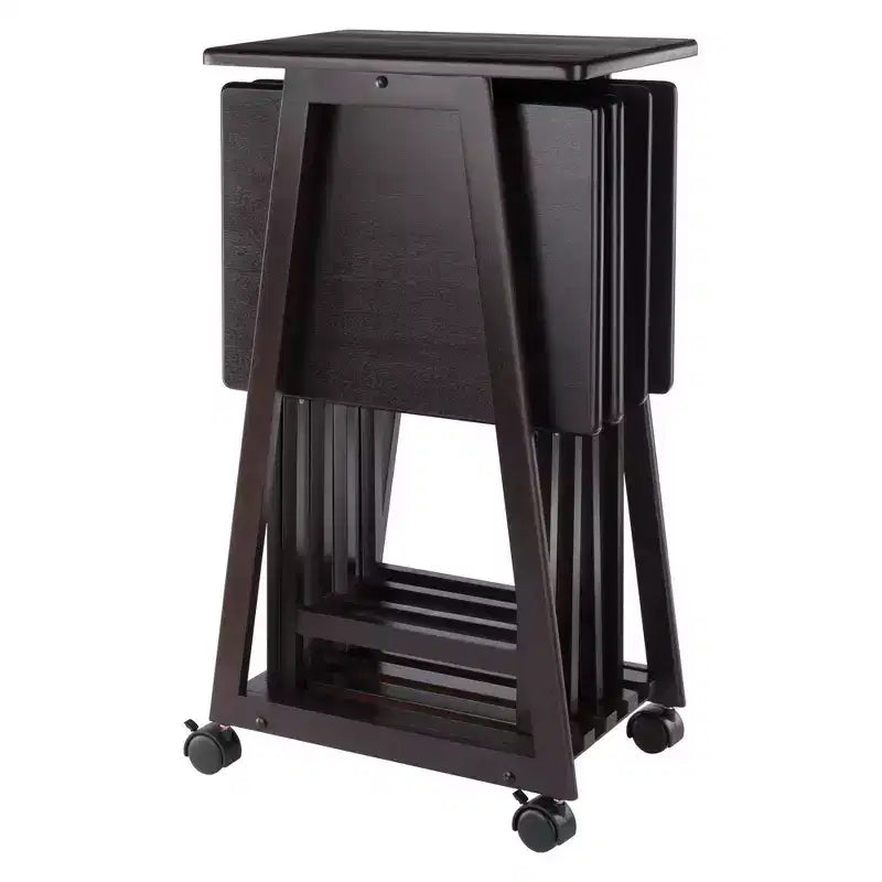 Winsome Lot de 5 Tables d'appoint Adriel Café : Style transitionnel, Piètement 4 pieds, Bois composite, Chariot de rangement inclus