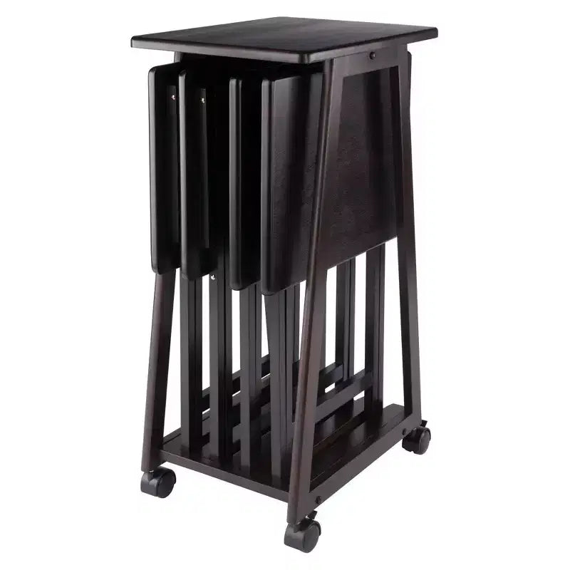 Winsome Lot de 5 Tables d'appoint Adriel Café : Style transitionnel, Piètement 4 pieds, Bois composite, Chariot de rangement inclus