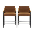 Christopher Knight Home Set of 2 Ruby Mid Century Modern Upholstered Counter Stool with Iron Frame Counter Height Barstools Brown