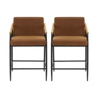 Christopher Knight Home Set of 2 Ruby Mid Century Modern Upholstered Counter Stool with Iron Frame Counter Height Barstools Brown