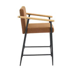 Christopher Knight Home, lot de 2 tabourets de comptoir Ruby Mid-Century Modern, rembourrés avec cadre en fer, hauteur comptoir, marron