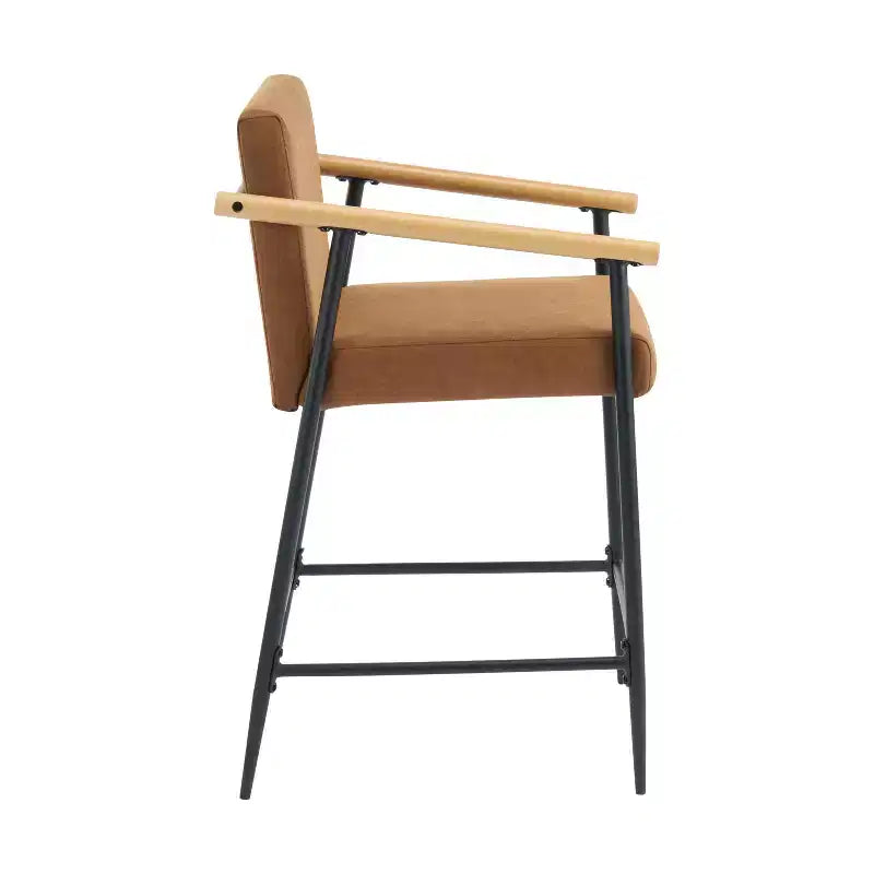 Christopher Knight Home, lot de 2 tabourets de comptoir Ruby Mid-Century Modern, rembourrés avec cadre en fer, hauteur comptoir, marron