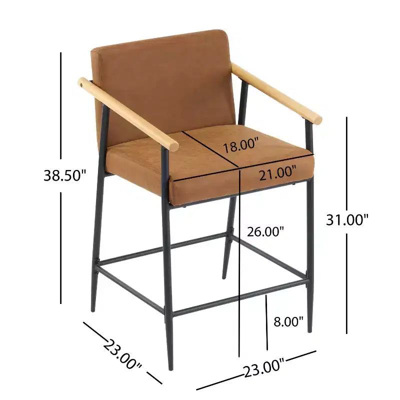 Christopher Knight Home, lot de 2 tabourets de comptoir Ruby Mid-Century Modern, rembourrés avec cadre en fer, hauteur comptoir, marron