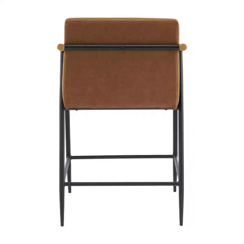 Christopher Knight Home, lot de 2 tabourets de comptoir Ruby Mid-Century Modern, rembourrés avec cadre en fer, hauteur comptoir, marron